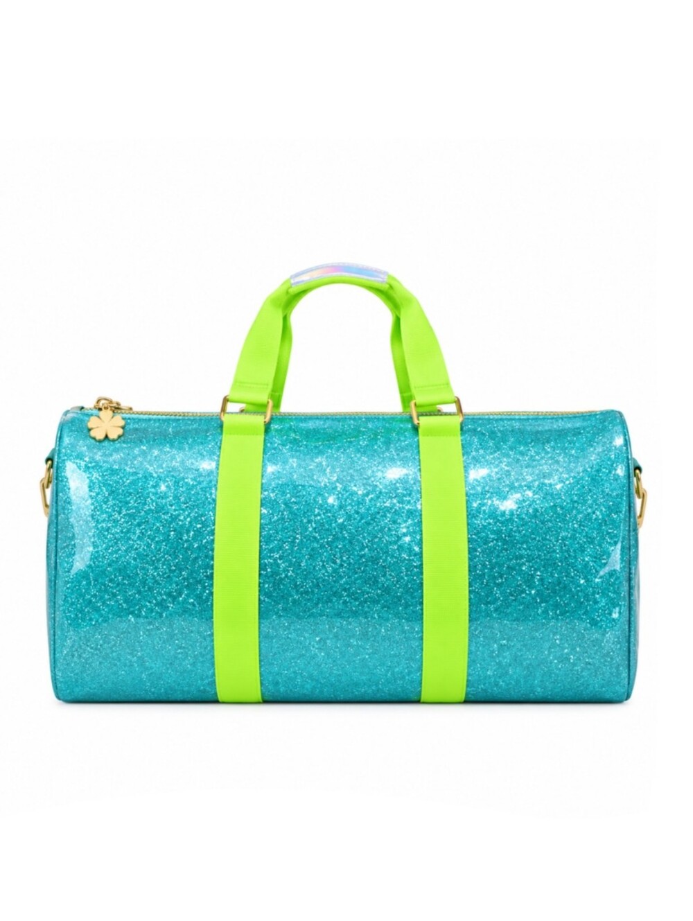 Stoney Clover Lane Sparkle Glitter Jelly PVC Duffle in Aqua & Neon Green